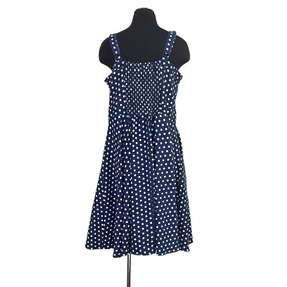 City Chic Polkadot Navy Denim Button A-line Dress Sleeveless Plus Size Small 16 - Picture 4 of 7